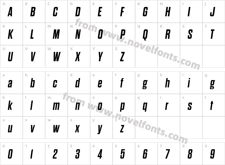 Dharma Gothic Rounded E-BoldItCharacter Map