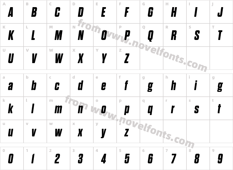 Dharma Gothic Rounded E-ExBoldItCharacter Map