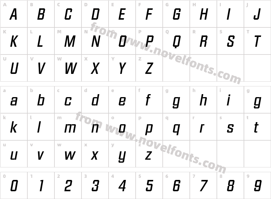 DiamanteSerialMediumItalicCharacter Map