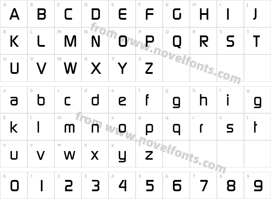 DigitalSerialBoldCharacter Map