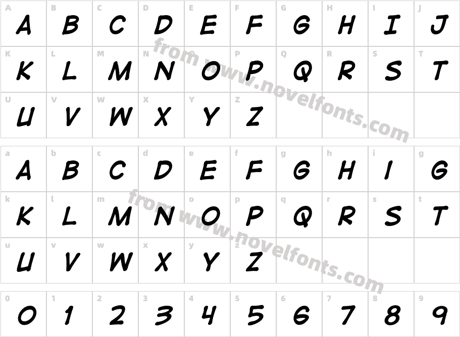 DigitalStripBB-BoldItalicCharacter Map