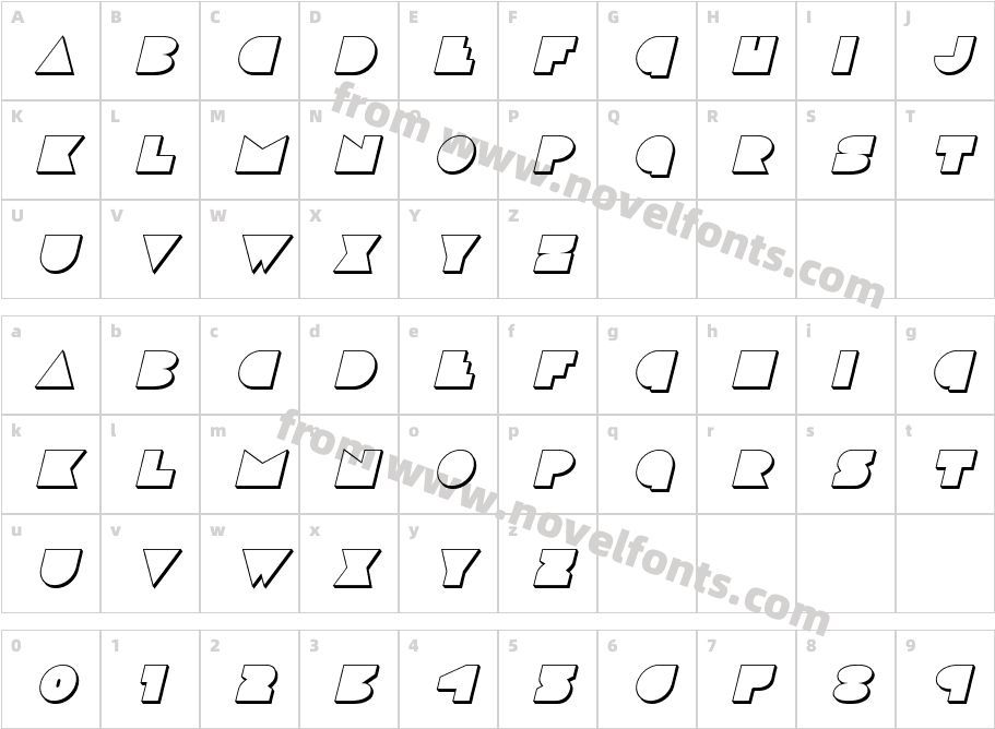 DiscoDeck3DItalicCharacter Map