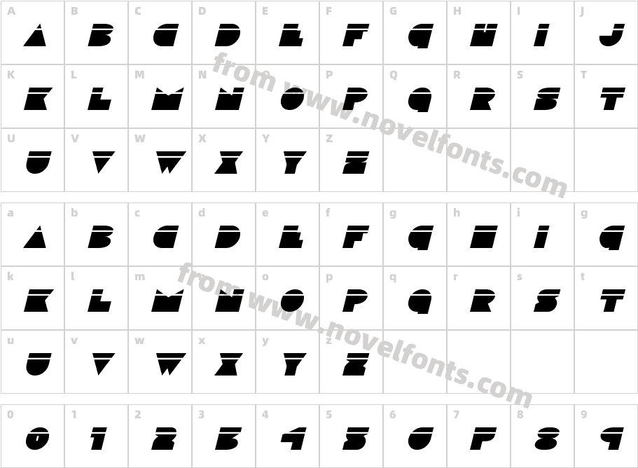 DiscoDeckLaserItalicCharacter Map