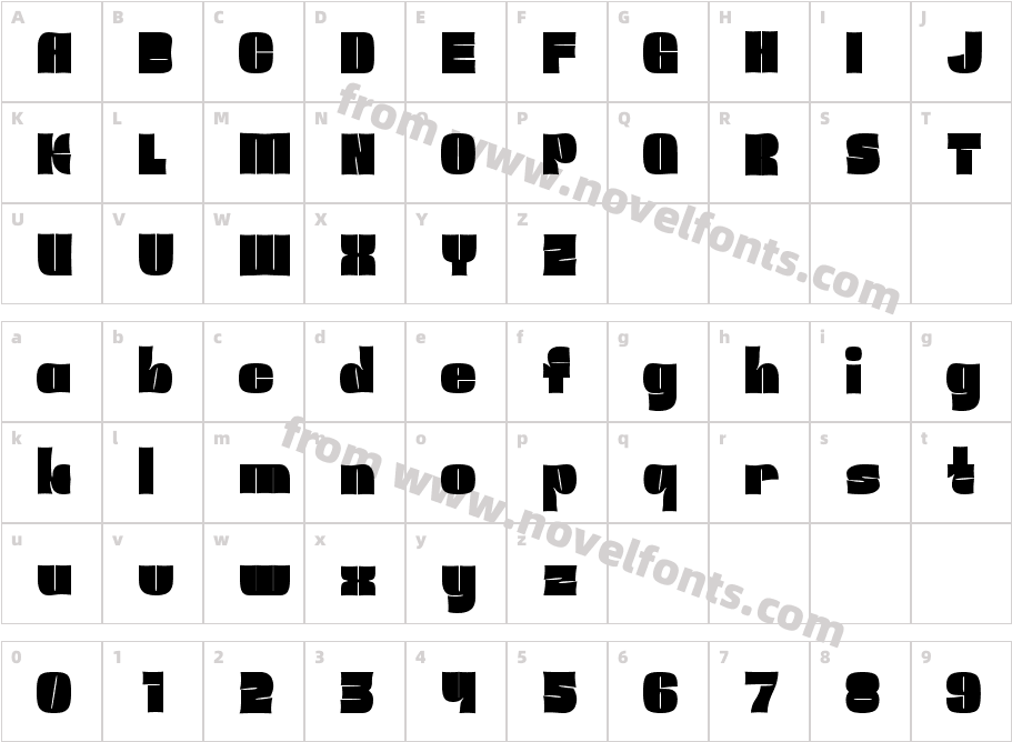 Dob BoldCharacter Map