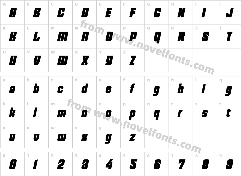 Dohrma-ItalicCharacter Map