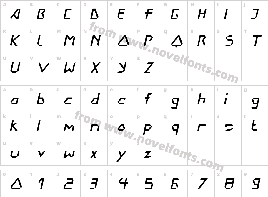 DokterBryce-ItalicCharacter Map