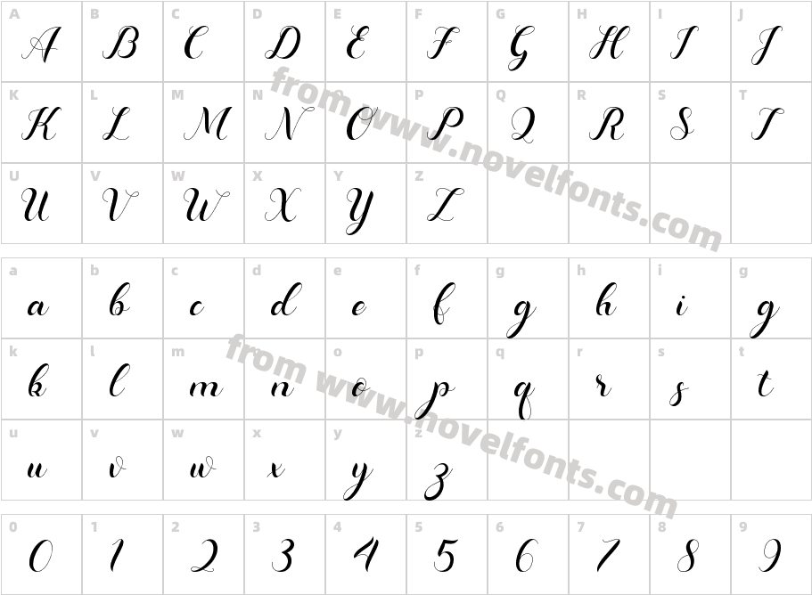 DominicaCalligraphyCharacter Map