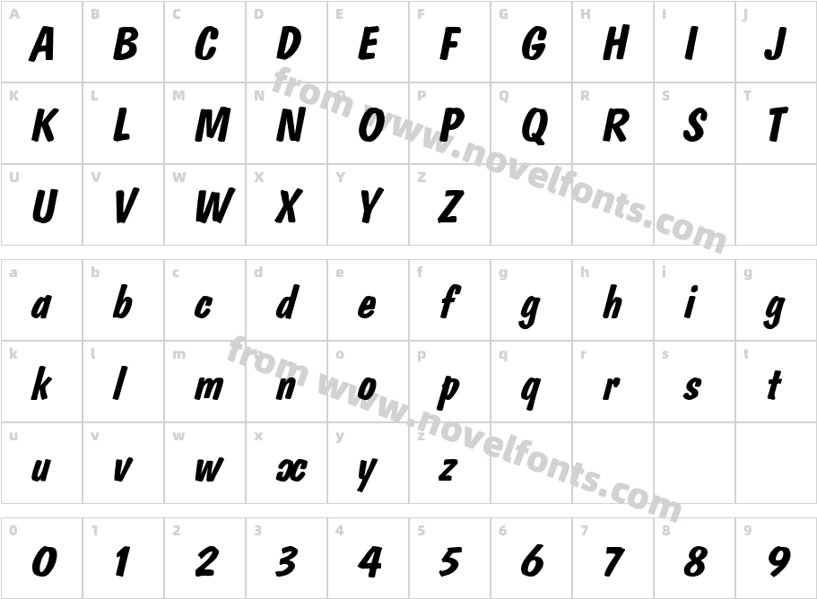 DomkratBoldItalicCharacter Map