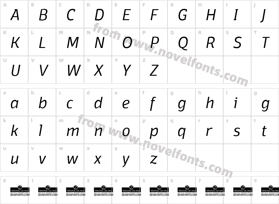 DomotikaTrial-LightItalicCharacter Map