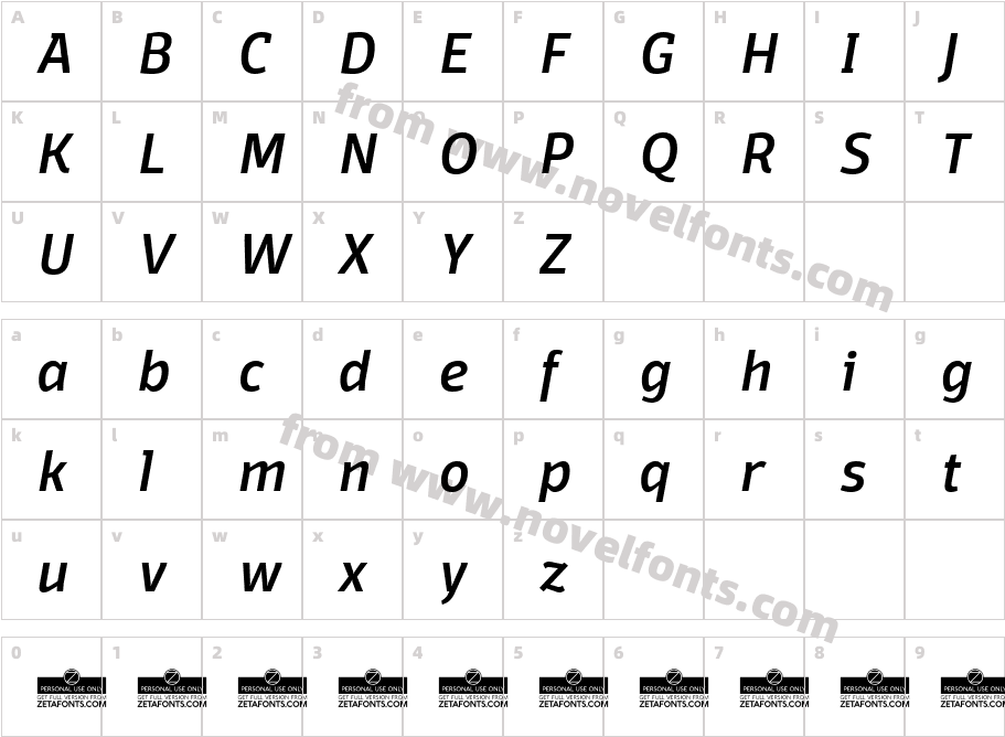 DomotikaTrial-MediumItalicCharacter Map