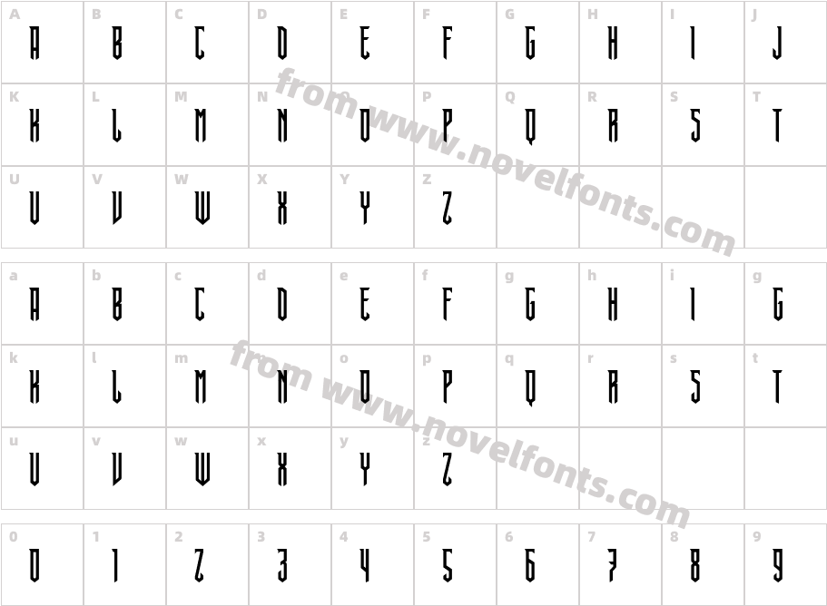 Dracula CondensedCharacter Map