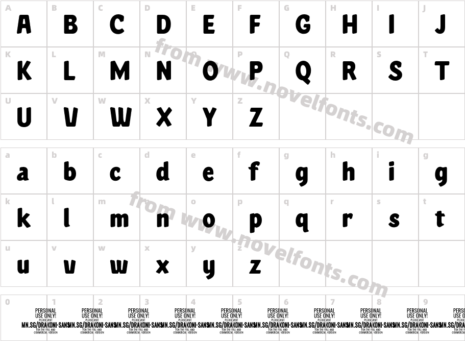 Drakoni Sans PERSONAL USE RegularCharacter Map