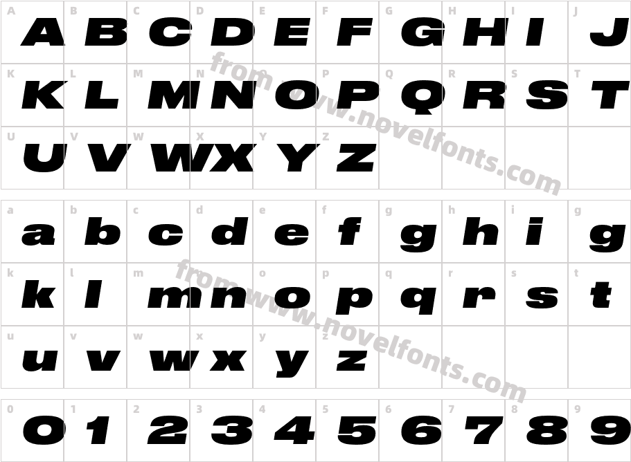 DrukWideCyr-SuperItalicCharacter Map