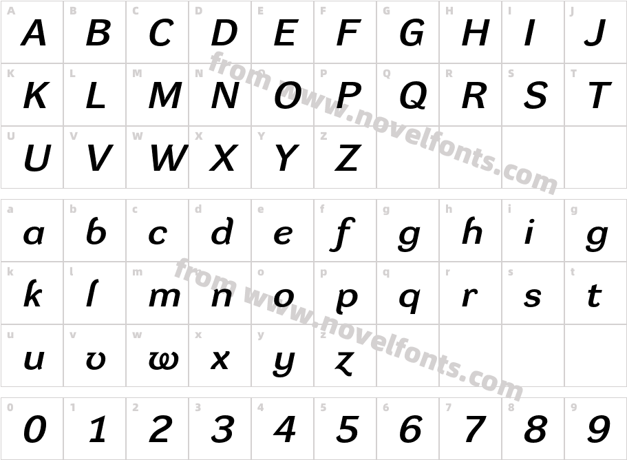 DynaGroteskDXE-ItalicCharacter Map