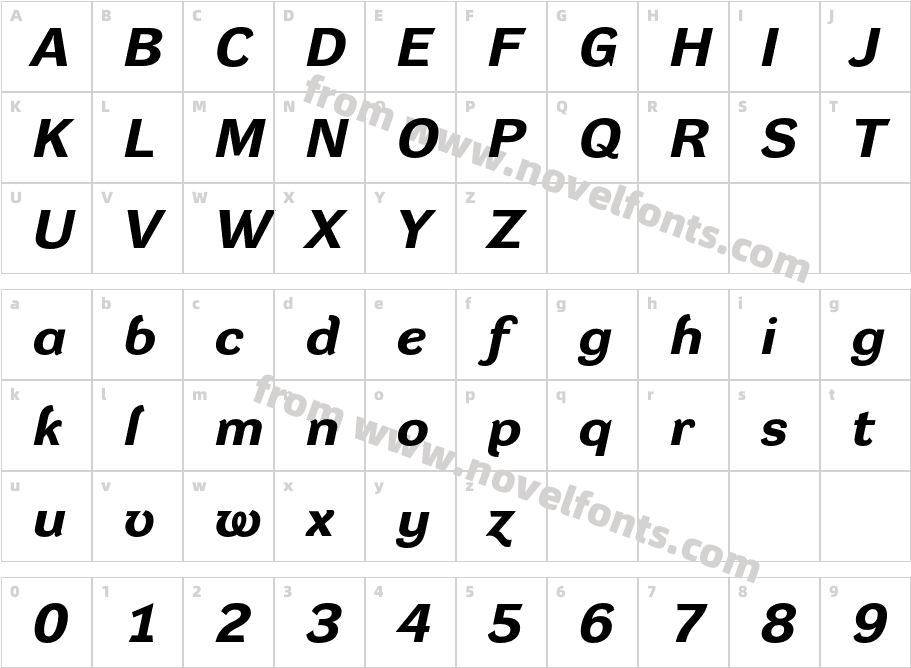 DynaGroteskRXE-BoldItalicCharacter Map