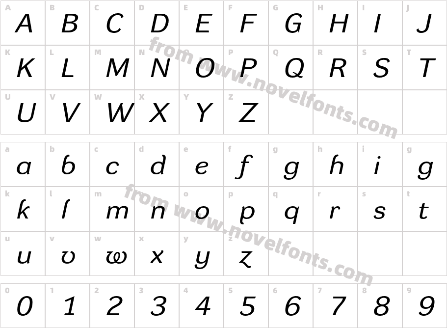 DynaGroteskRXE-ItalicCharacter Map