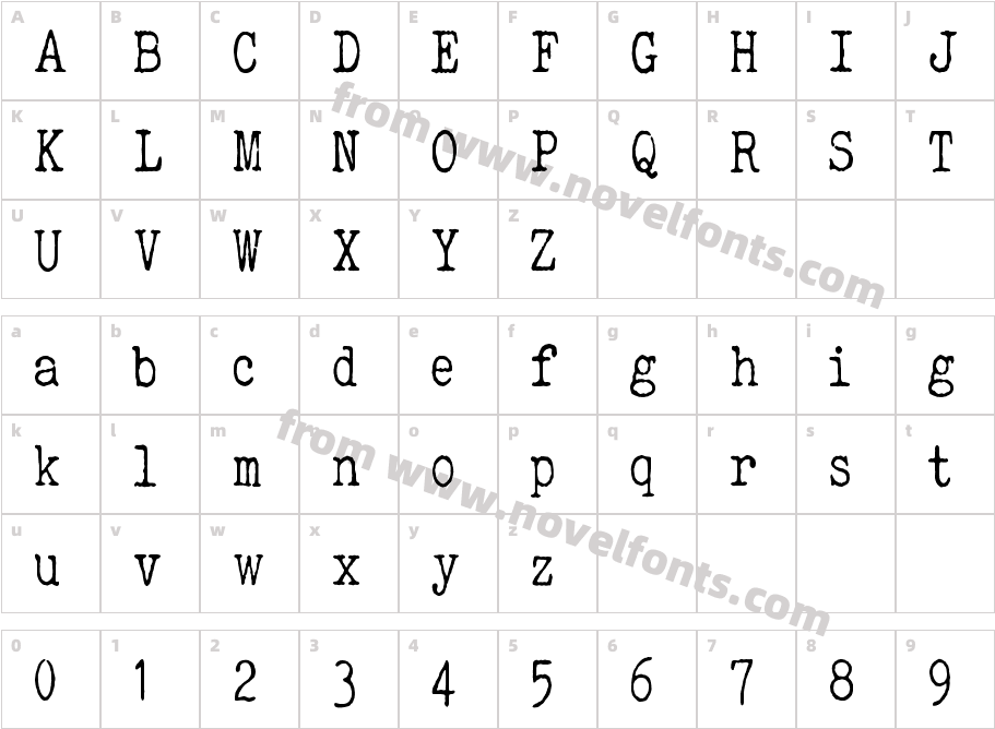 ELEGANTTYPEWRITERCharacter Map