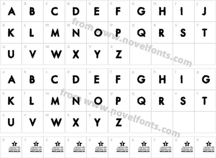 ENGRAVE TYPE PERSONAL USECharacter Map