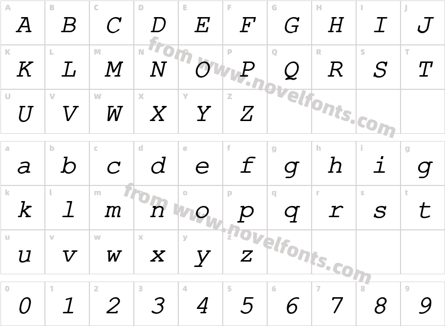 ERKurierKOI8ItalicCharacter Map