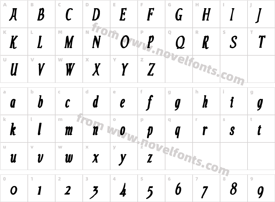 EchelonInk-ItalicCharacter Map