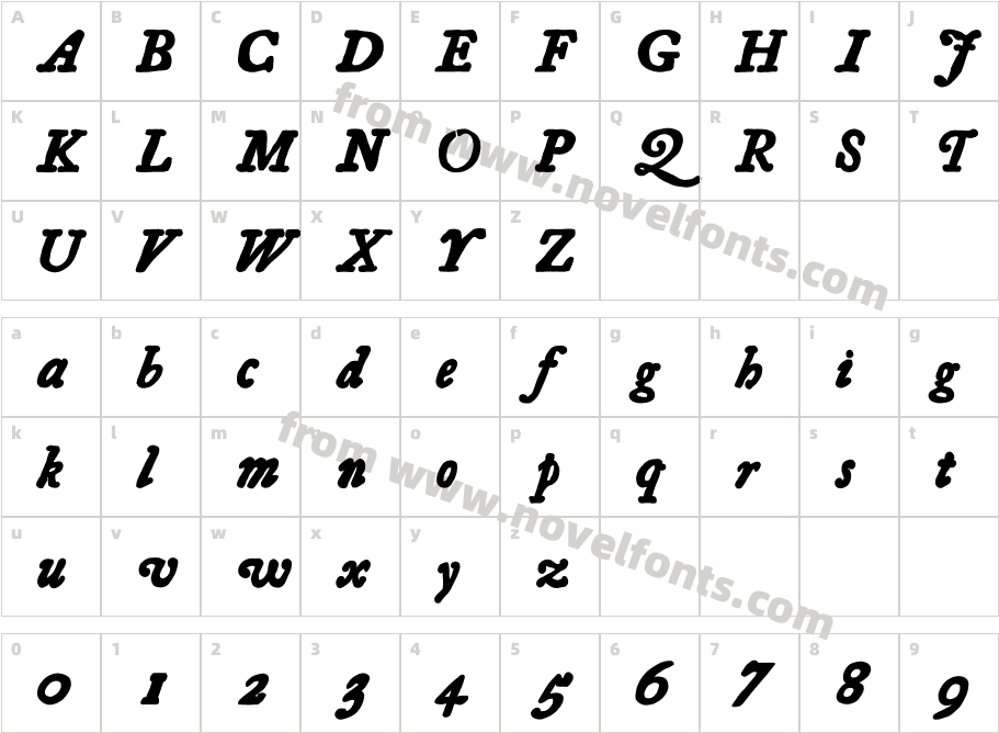 Essays 1743 Bold ItalicCharacter Map