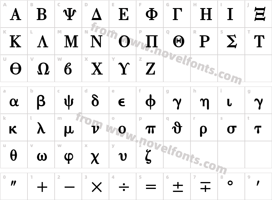 EisagoGreekSSK BoldCharacter Map