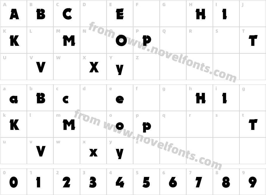 ElectronBoldCharacter Map