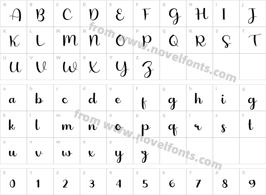 ElegantHandwritingRegularCharacter Map