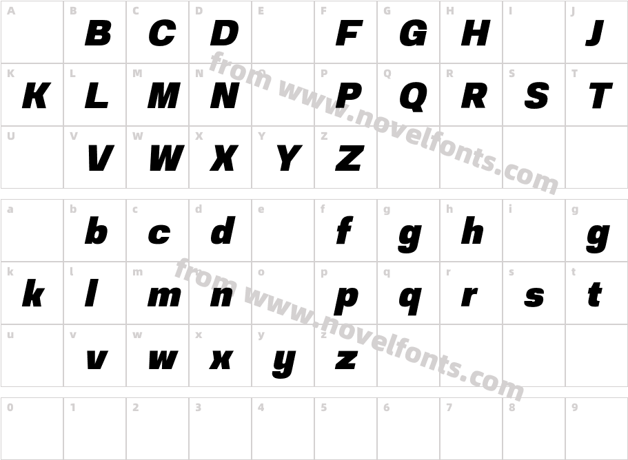 EmmaliDemoExtraboldItalic-ywR32Character Map