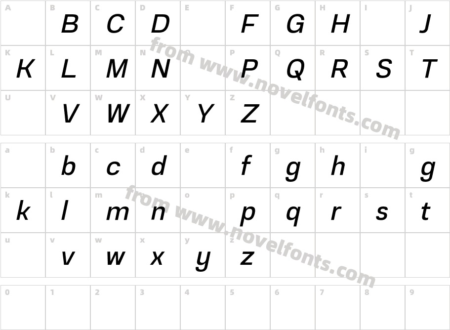 EmmaliDemoItalic-axvPoCharacter Map