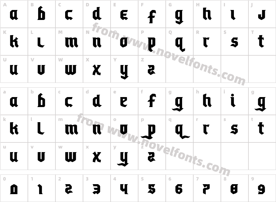 Empire Crown RegularCharacter Map