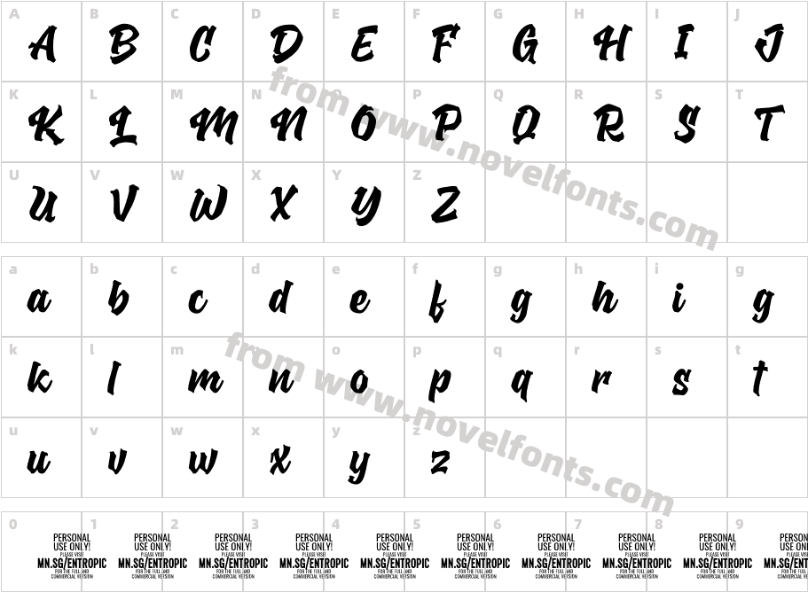 Entropic Brush PERSONAL USE RegularCharacter Map