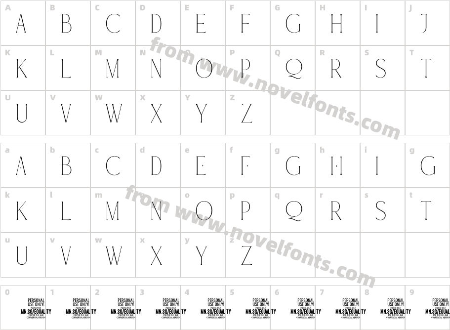 Equality Serif PERSONAL USE RegularCharacter Map