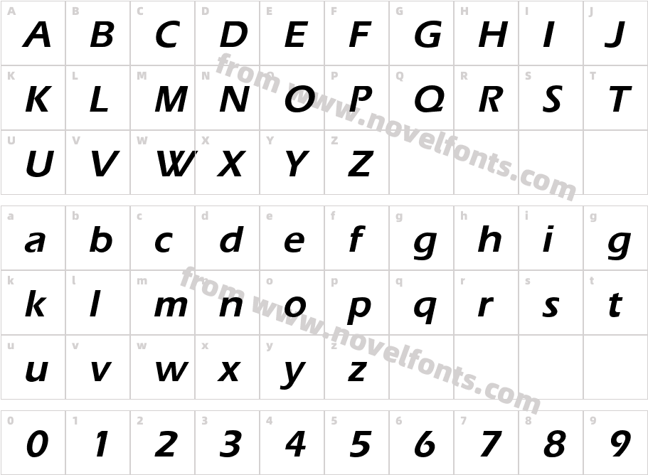 ErgoeBoldItalicCharacter Map