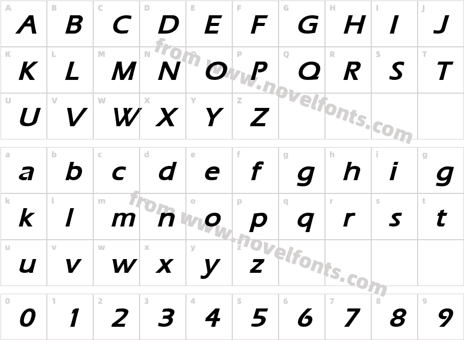 ErgoeMildBoldItalicCharacter Map