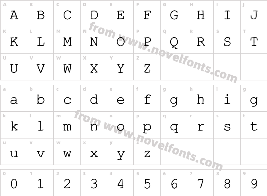 EscapeTypewriterCMediumCharacter Map