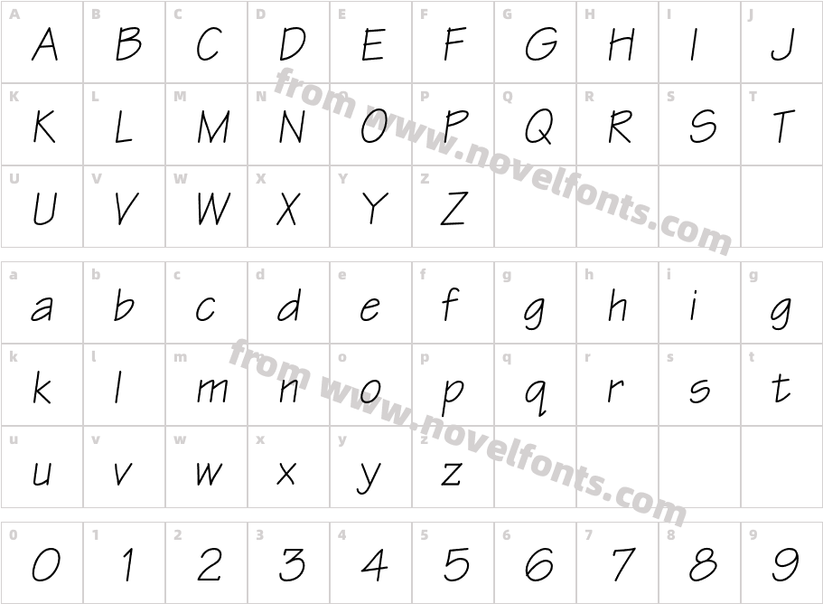 EskizTwoC-ItalicCharacter Map