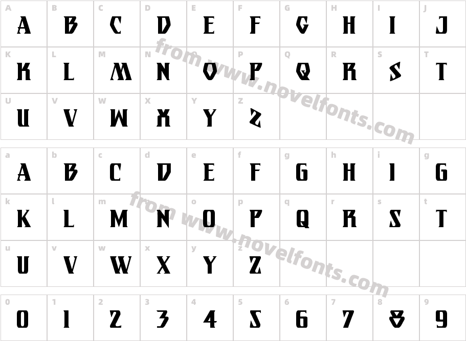 Eternal Knight CondensedCharacter Map