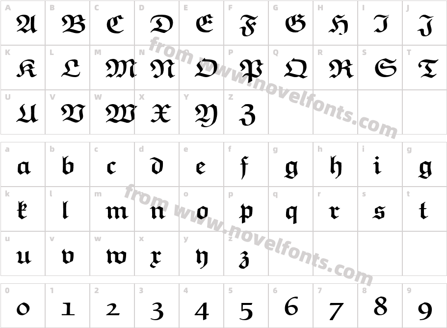 EuclidFraktur-BoldCharacter Map