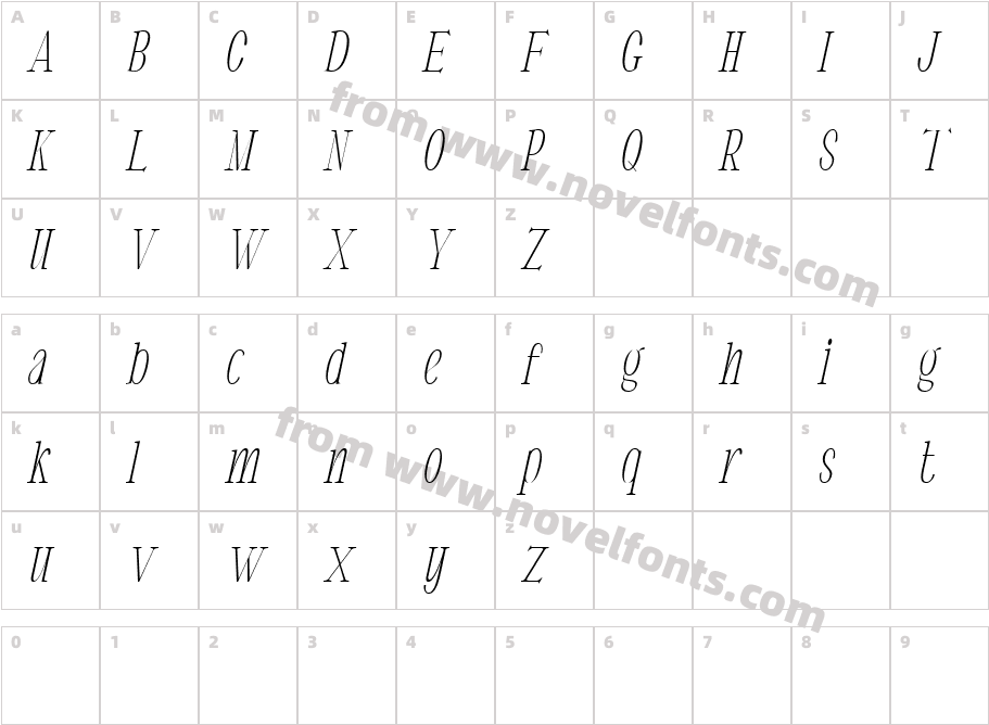 Eugerie Free ItalicCharacter Map