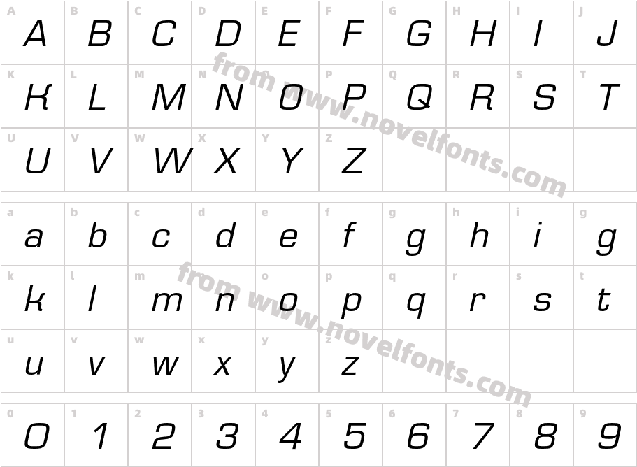 EurofontC-ItalicCharacter Map