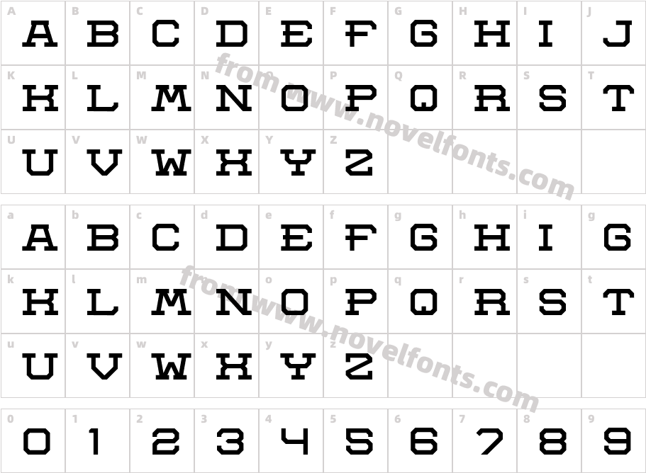 Aerotow SlabCharacter Map