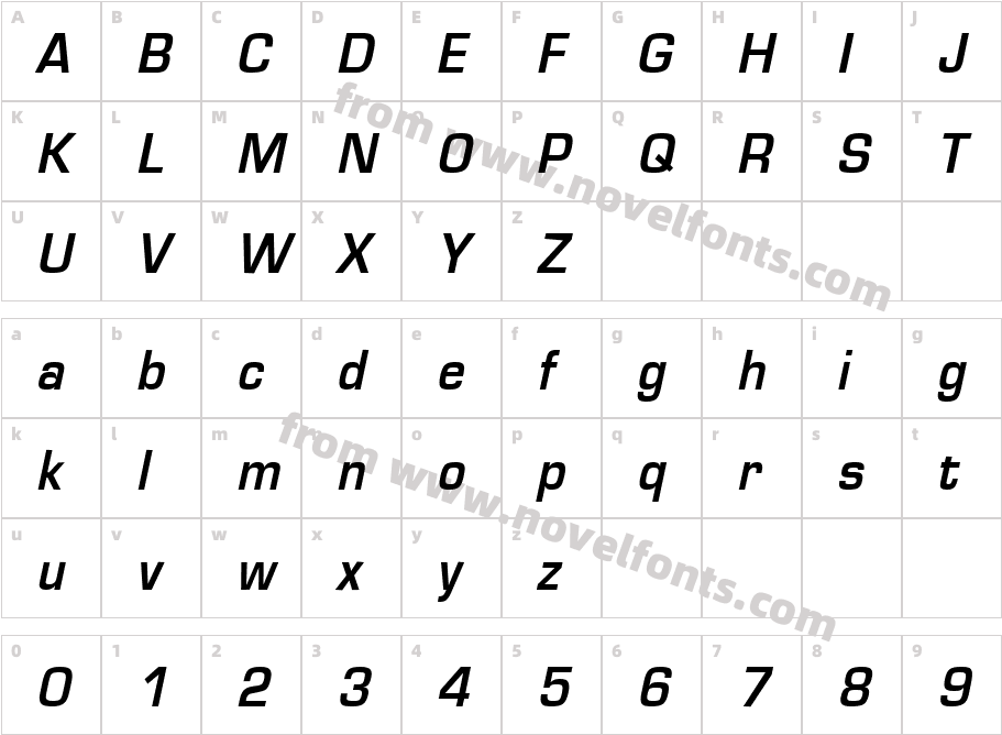 EuroseCond-BoldItalicCharacter Map