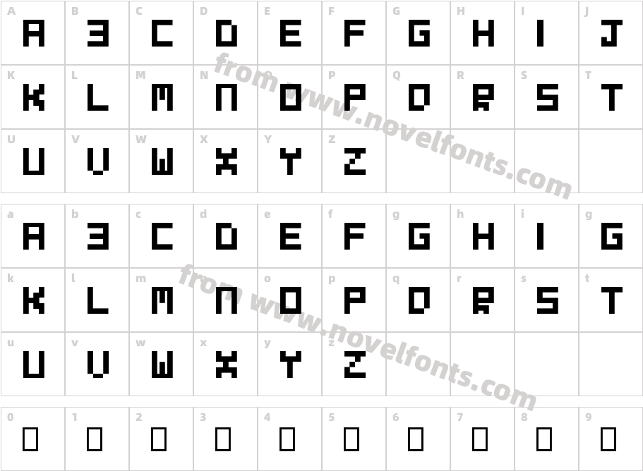 Evilborn FontCharacter Map