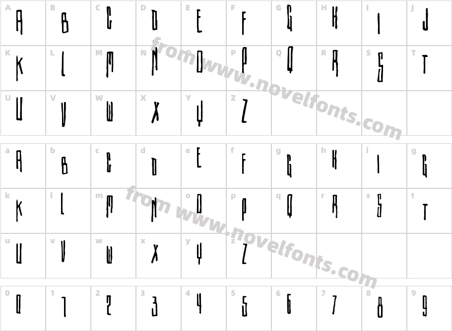 EtiketafontCharacter Map