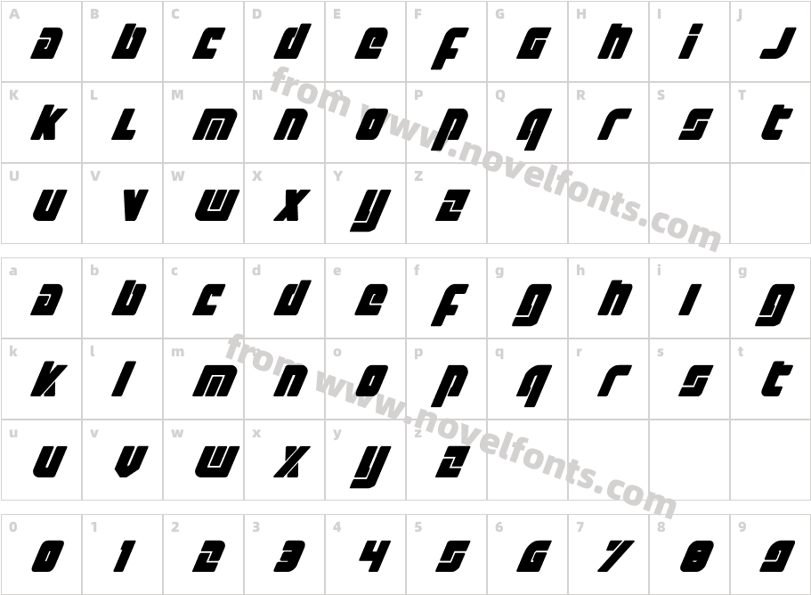 Exoplanet ItalicCharacter Map