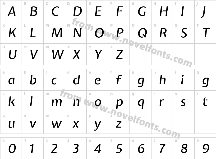 ExpletusSans-MediumItalicCharacter Map