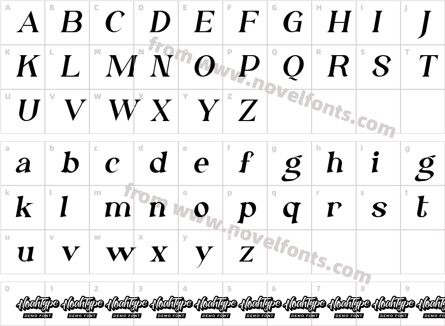 ExtraordinaireDemoItalic-lgwlyCharacter Map