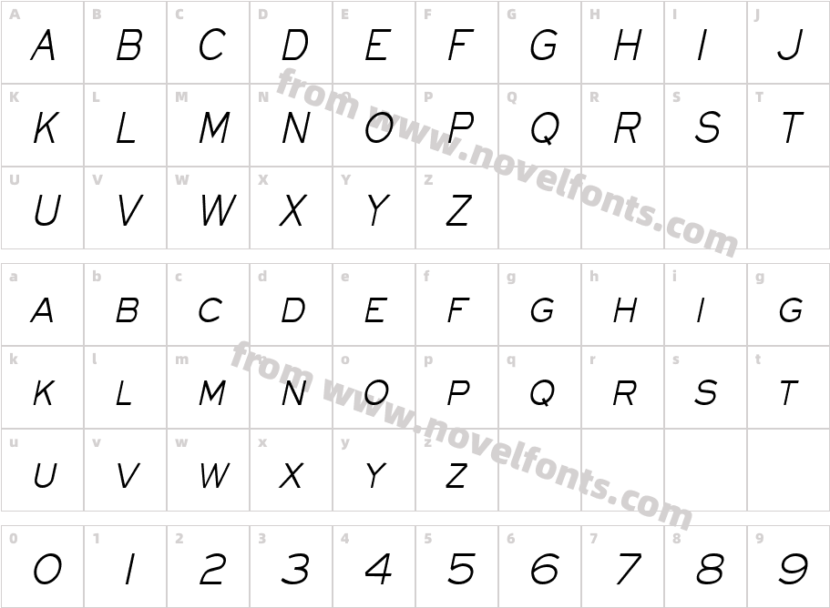 EyechartCondensed-ItalicCharacter Map