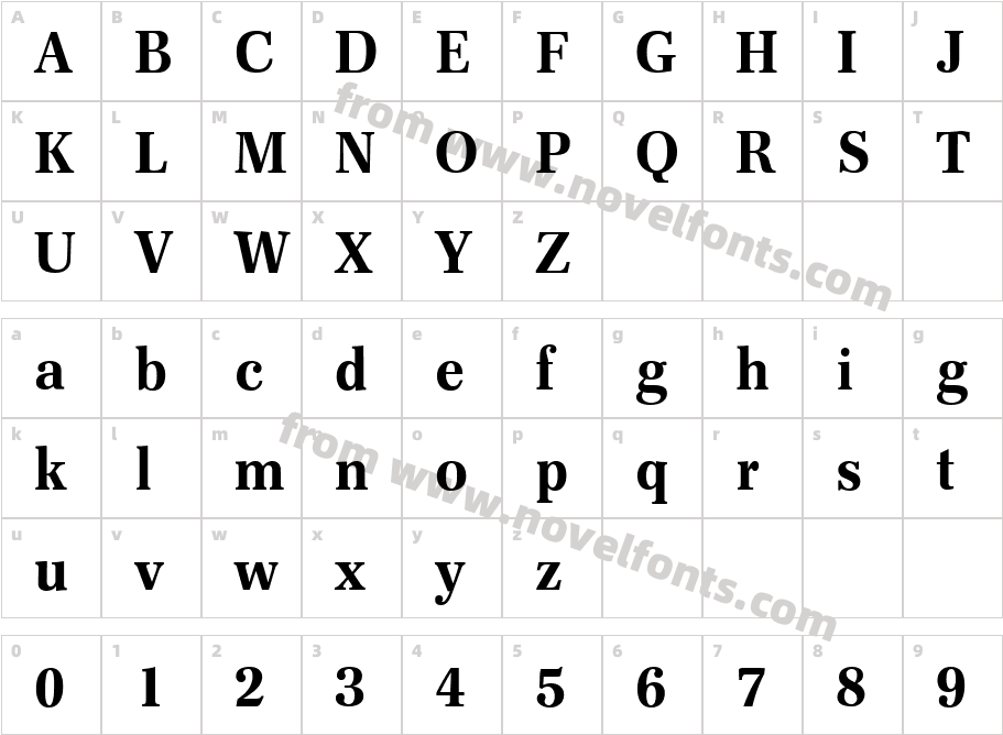 F820RomanBoldCharacter Map